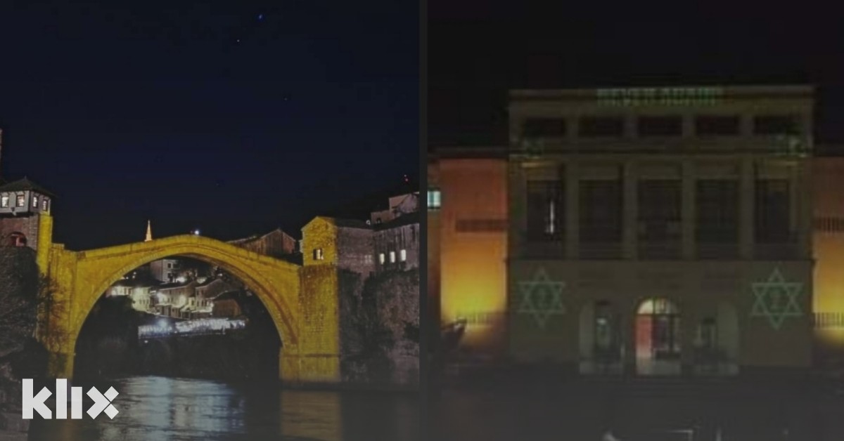 Mostar: Stari most i Kosača osvijetljeni u sjećanje na šest miliona ubijenih Židova